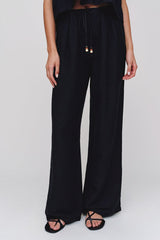 Bella Dahl Beaded Drawstring Beach Pant in Black