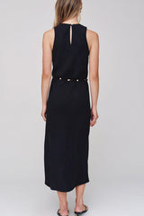 Bella Dahl Bias Midi Dress with Beaded Belt in Black