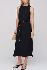 Bella Dahl Bias Midi Dress with Beaded Belt in Black