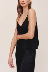 Bella Dahl Button Front Cami in Black - Viva Diva Boutique