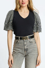 Caballero Andrea Top in Indigo Dot