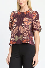 Caballero Thea Top in Crouching Cheetah Plum