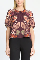 Caballero Thea Top in Crouching Cheetah Plum