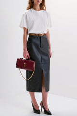 Favorite Daughter The Vegan Leather Meyer Skirt in Black