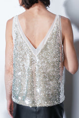 Greylin Ivy Velvet Sequin Tank in Cream