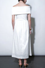 Greylin Marjorie Mixed Media Off The Shoulder Dress in White