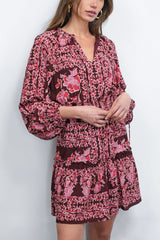 Greylin Ringo Smocked Mini Dress in Maroon