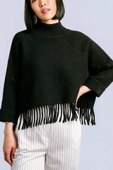 Kerisma Aja Fringe Sweater in Black - Viva Diva Boutique