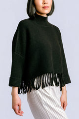 Kerisma Aja Fringe Sweater in Black - Viva Diva Boutique