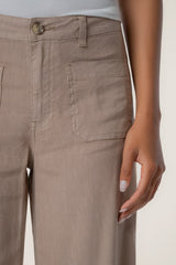 Kut from the Kloth Meg High Rise Wide Legs with Patch in Khaki - Viva Diva Boutique