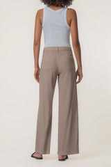 Kut from the Kloth Meg High Rise Wide Legs with Patch in Khaki - Viva Diva Boutique