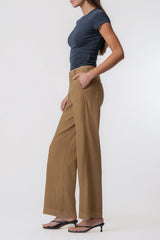 Kut from the Kloth Meg High Rise Wide Straight Legs Front Pleats in Wood - Viva Diva Boutique