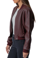 Kut from the Kloth Steph Zip Front Bomber in Bordeaux