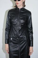 LNA Bennet Faux Leather Zip Jacket in Black - Viva Diva Boutique