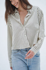 LNA Valyria Blouse in Rhinestone Pinstripe - Viva Diva Boutique