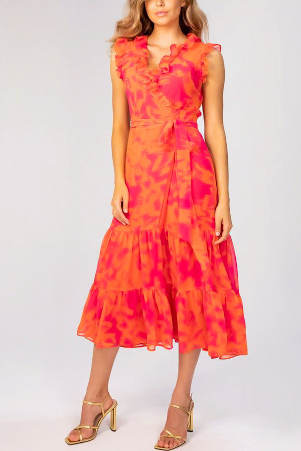 Lavender Brown Giselle Maxi Dress in Pink/Orange - Viva Diva Boutique