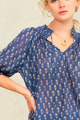 M.A.B.E. Ari Short Sleeve in Indigo - Viva Diva Boutique