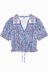 M.A.B.E. Della S/S Top in Blue/Pink - Viva Diva Boutique