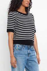 Michael Stars Alexis Femme Sweater in Black/Coconut