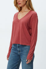 Michael Stars Brea Long Sleeved Cropped Tee in Muse - Viva Diva Boutique