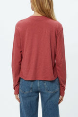 Michael Stars Brea Long Sleeved Cropped Tee in Muse - Viva Diva Boutique