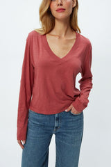 Michael Stars Brea Long Sleeved Cropped Tee in Muse - Viva Diva Boutique