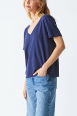 Michael Stars Daria Classic V-Neck Tee in Nocturnal