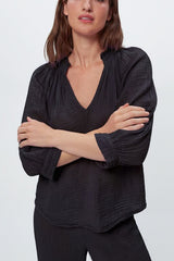 Michael Stars Kali Cotton Gauze Top in Black - Viva Diva Boutique