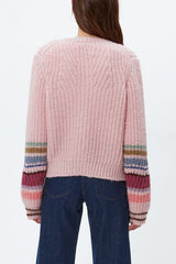 Michael Stars Lumi Striped Crew Cardi in Pink Combo - Viva Diva Boutique