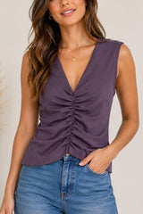 Michael Stars Lune Shirred Top in Boysenberry