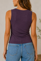Michael Stars Lune Shirred Top in Boysenberry