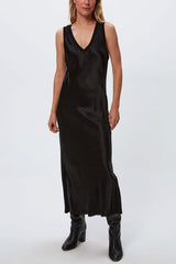 Michael Stars Randi V-Neck Midi Dress in Black