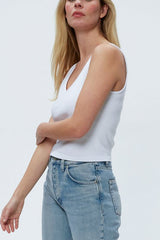 Michael Stars Sloan V-Neck Tank in White - Viva Diva Boutique