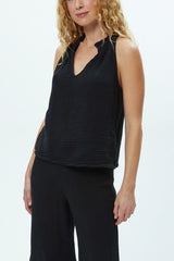 Michael Stars Viola Split Neck top in Black
