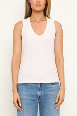 Michael Stars Bryn Scoop Neck Muscle Tank in Chalk