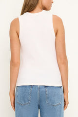 Michael Stars Bryn Scoop Neck Muscle Tank in Chalk