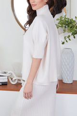 Milio Milano Rib Contrast Turtleneck S/S in Classic Ivory