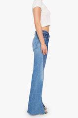 Mother Denim Bookie Slit Twist Heel Fray in Double Take