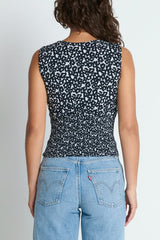 Nation Hali Button Up Tank in Dancing Floral Night Sky