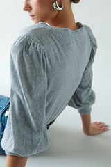 Nation Loren Peasant Tee in Heather Grey - Viva Diva Boutique