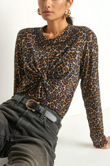 Nation Marion Twist Front Tee in Winter Leopard - Viva Diva Boutique