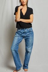 Perfect White Tee Alanis V Neck in True Black - Viva Diva Boutique