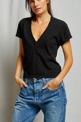 Perfect White Tee Alanis V Neck in True Black - Viva Diva Boutique