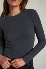 Perfect White Tee Jolie Rib Sweater in Charcoal - Viva Diva Boutique