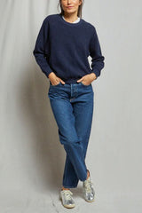 Perfect White Tee Ziggy Reverse Sweatshirt in Navy - Viva Diva Boutique