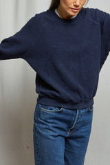 Perfect White Tee Ziggy Reverse Sweatshirt in Navy - Viva Diva Boutique