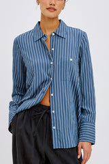 Rails Beck Shirt in Washed Indigo Stripe