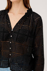 Rails Francine Blouse in Black Grid Embroidery - Viva Diva Boutique