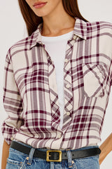Rails Hunter Shirt in Ivory Maroon