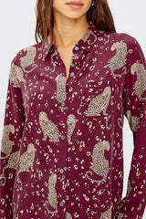 Rails Kate Blouse in Oxblood Leopard